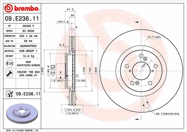 FREN DISKI ACURA MDX YD2 04/06 - - ACURA ZDX 01/10 - - HONDA PILOT 09/08 - 