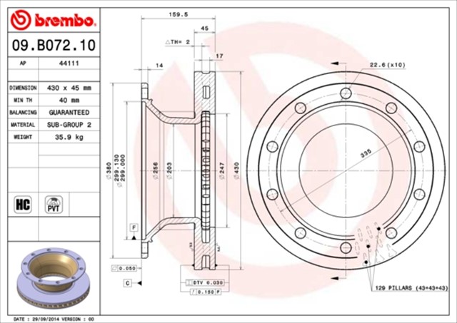 FREN DISKI BPW BERGISCHE ACHSEN AXLE SB 4309 - BPW BERGISCHE ACHSEN AXLE SB 4345 SH SERIES