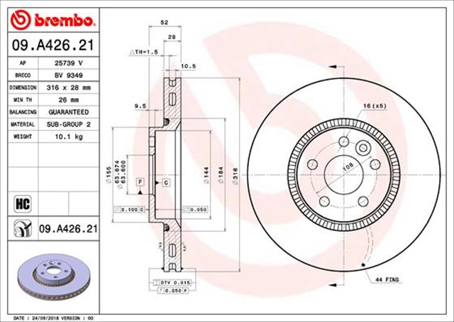 ON FREN DISK AYNASI HAVALI S60 II - 10 15 S80 II 08 14 V60 I 10 15 V70 III 10 15 XC70 II 07 14 V60 06 14 FORD S - MAX 10 15 GALAXY 10 15 2.0 ECOBOOST - 2.2 TDCI / FREELANDER 2 3.2