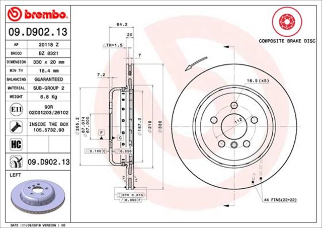 FREN DISKI BMW G - 20/21/23/30/80 B46/48/57 ARKA SOL