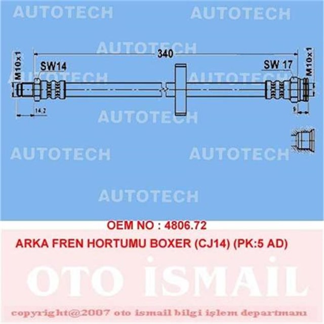 ARKA FREN HORTUMU BOXER CJ14 PK:5 AD