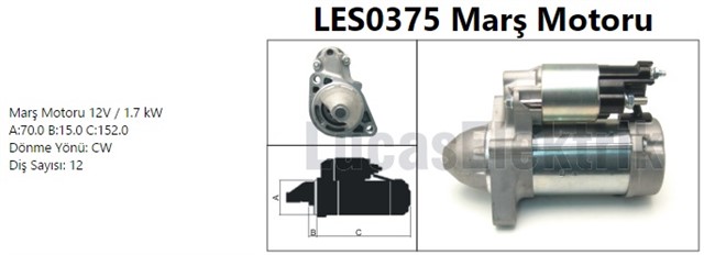 MARS MOTORU DENSO TIP. 12V 1.7KW 12 DIS X204 08 15 W204 08 14 C218 14 17 W212 09 15 C207 10 16 VIT O W639 10 SPRINTER 06