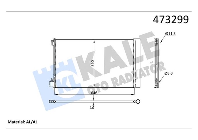KONDENSER OPEL INSIGNIA - CHEVROLET MALIBU - SAAB 9 - 5 1.6I 2.0CDTI 08 KURUTUCU ILE BRAZING AL - AL 647 X382X12 KLIMA RADYATORU