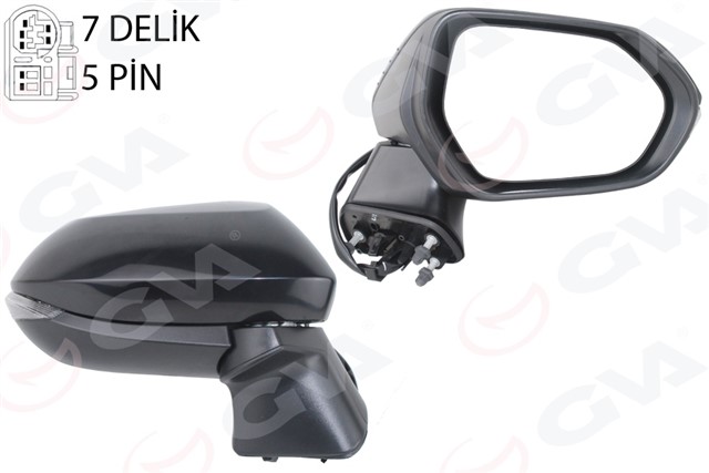 DIS DIKIZ AYNASI SAG ELEKTIKLI SINYALLI KONV SIYAH 5 PIN LI TOYOTA COROLLA 19 - 