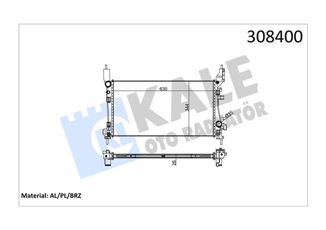 RADYATOR FIORINO 08 1.3MTJ MEK AC 630X344X26
