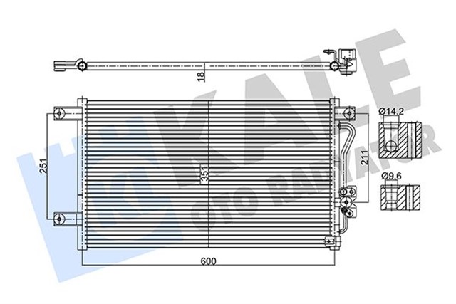 KLIMA RADYATORU MITSUBISHI L 200 PAJERO SPORT 2.5TD 3.0 V6 98 KURUTUCUSUZ BRAZING AL - AL 600X351 X18