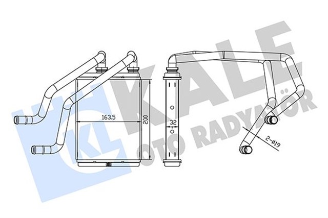 KALORIFER RADYATORU NISSAN X - TRAIL I 2.0 2.2DCI 2.0 - 2.2DCI 4X4 01 13 BORULU - KELEPCELI BRAZING AL - AL 200X163.5X32