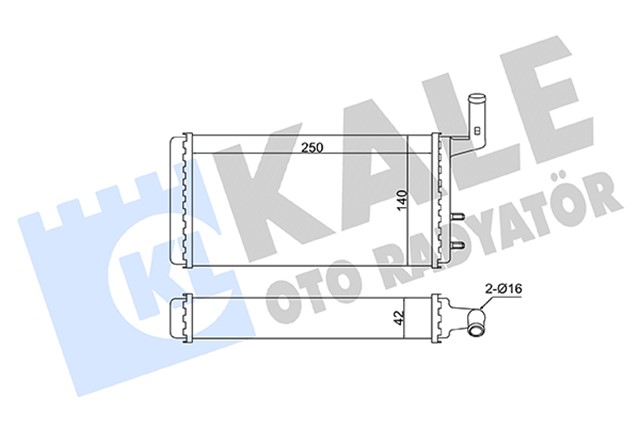 KALORIFER RADYATORU BRAZING VERSIYONU KL271100 FIAT - TOFAS SKD MURAT 131 SAHIN DOGAN SLX 1.6 74 AT/MT BORULU - MUSLUKSUZ MEKANIK 250X140X42