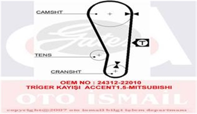 TRIGER KAYISI 092X220 HYUNDAI ACCENT 1.3/1.5 12V 94 - 99 MITSUBISHI COLT 1.3 12V 91 - 95 CT738