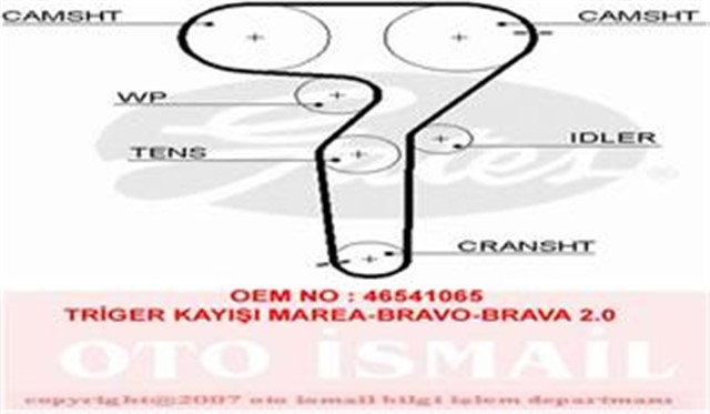 TRIGER KAYISI 167X240 FIAT MAREA 2.0 96 - 00 BRAVA 2.0HD 98 - 00 BRAVO 2.0HGT 20V 96 - 00 CT880