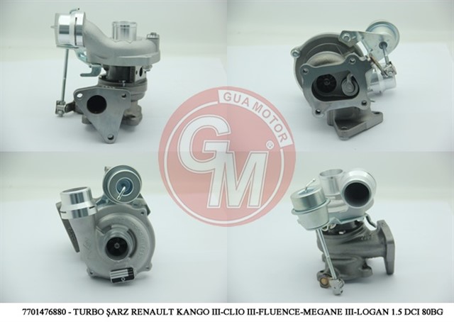 TURBO SARJ RENAULT CLIO III 10 CLIO IV 12 21 FLUENCE 10 MEGANE II 05 10 MEGANE III 08 14 SYMBOL II 08 DUSTER 10 DOKKER 12 MICRA III K12 05 10 NOTE E11. NE11 10 12 1.5DCI 80 - 86 PS