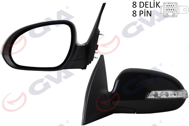 DIS DIKIZ AYNASI SOL I30 07 ELEKTRIKLI ISITMALI KATLANIR SINYALLI SIYAH KAPAK KONVEKS