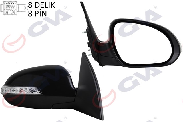 DIS DIKIZ AYNASI SAG I30 07 ELEKTRIKLI ISITMALI KATLANIR SINYALLI SIYAH KAPAK KONVEKS