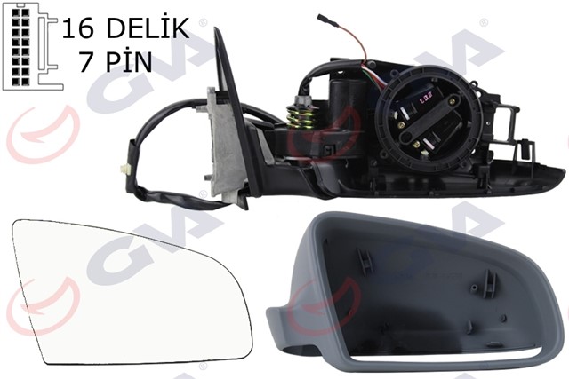 DIS DIKIZ AYNASI SAG A3 03 ELEKTRIKLI ISITMALI 3 KAPILI KATLANIR ASTARLI KONVEKS 7 FIS VM - 011EBR