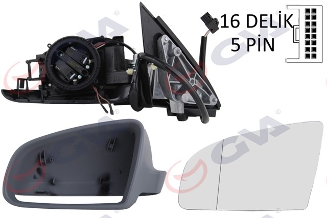 DIS DIKIZ AYNASI SOL A4 01 ELEKTRIKLI ISITMALI ASTARLI ASFERIK 5 FIS VM - 009EHAL