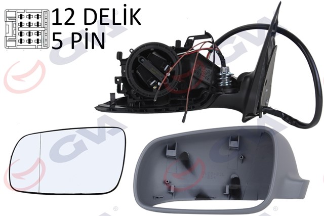 DIS DIKIZ AYNASI SOL FABIA 05 ELEKTRIKLI ISITMALI ASTARLI ASFERIK 5 FIS VM - 606EHPAL