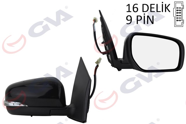 DIS DIKIZ AYNASI SAG KALEOS 10 ELEKTRIKLI ISITMALI SINYALLI KATLANIR SENSORLU SIYAH KAPAK KONVEKS 9 FIS