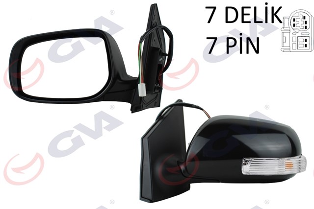 DIS DIKIZ AYNASI SOL COROLLA 08 ELEKTRIKLI ISITMALI KATLANIR SINYALLI ASTARLI KONVEKS 7 FIS VM - 6263EBL