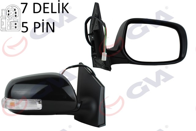 DIS DIKIZ AYNASI SAG COROLLA 08 ELEKTRIKLI ISITMALI SINYALLI ASTARLI KONVEKS 5 FIS VM - 6263EPR