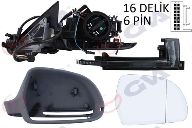 DIS DIKIZ AYNASI SAG A3 08 ELEKTRIKLI ISITMALI 3 KAPILI ASTARLI KONVEKS 8 FIS VM - 019EHPR