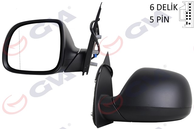 DIS DIKIZ AYNASI SOL AMAROK 09 ELEKTRIKLI ISITMALI DESENLI ASFERIK 5 FIS VM - 6190EHAL