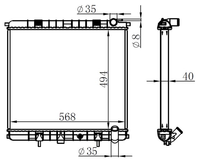 RADYATOR BRAZING RANGEROVER 4.0I - 4.6I 98 MEK - OTOM 494X568X40