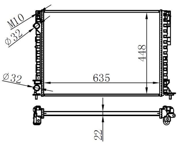 RADYATOR BRAZING LGN 97 - 01 - ESPACE III 99 - 02 1.6 - 1.8 - 2.0 - 1.9D KLIMASIZ MEK 635X438X22