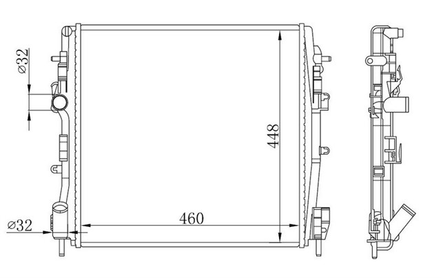 RADYATOR BRAZING KNG 01 1.5DCI K9K AC KLIMASIZ MEK 460X448X26