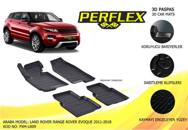 X PASPAS 3D X - MAT HAVUZLU LANDROVER RANGEROVEREVOQUE 11 - 18 SIYAH
