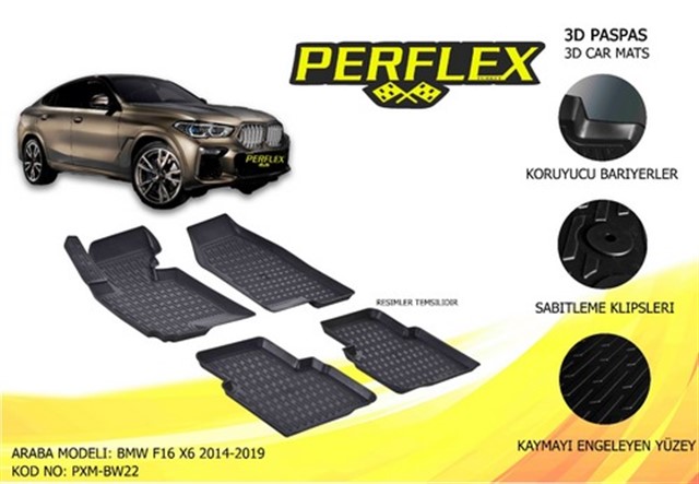 PASPAS 3D X - MAT HAVUZLU BMW F16 X6 15 SIYAH