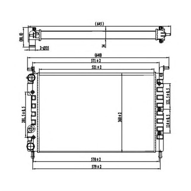 RADYATOR PALIO - ALBEA 1.2 - 1.4 - 1.6 16V AC KLIMASIZ MEK 521X350X34