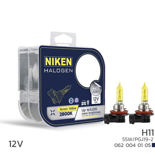 NIKEN 12V H11 55W SARI ISIK AMPUL PG319 - 2 2800K