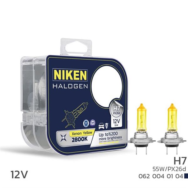 NIKEN 12V H7 55W SARI ISIK AMPUL PX26D 2800K