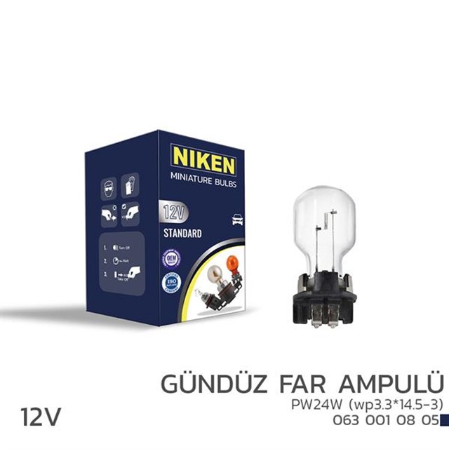 NIKEN 12V PW24W GUNDUZ FAR AMP WP3.3X14.5 - 3 10LU