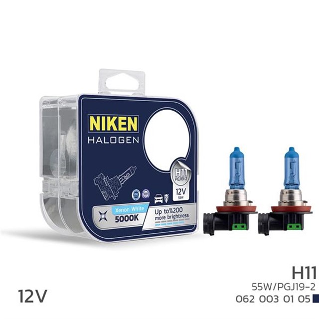 NIKEN 12V H11 55W BEYAZ ISIK AMPUL PG319 - 2 5000K