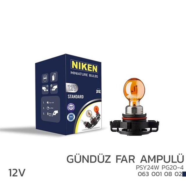 NIKEN 12V PSY24W GUNDUZ FAR AMPULU PG20 - 4 AMB 10L