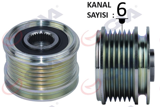 ALTERNATOR KASNAGI RULMANLI CLIO II - MEGANE - KANGOO - SCENIC K4M - K4J - K9K - F4P 6 KANAL AYARLI
