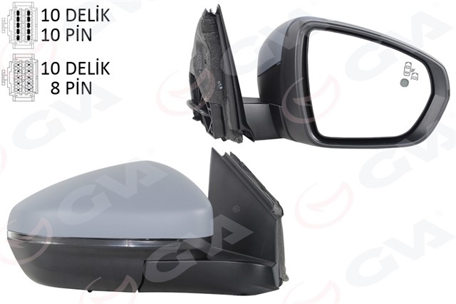 DIS DIKIZ AYNASI SAG ELEKTRIKLI KATLANABILIR ISITMALI SINYALLI ASTARLI KONVEKS HAFIZALI BLIS LI PSA 3008 - 4008 16 - 23