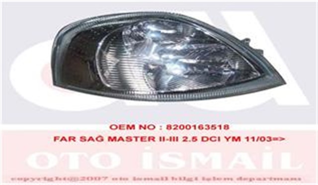 FAR SINYAL SAG MASTER II - MOVANO 2.5 DCI YM 10/03 ELEKTRIKLI H7 H1 X