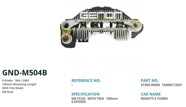 4D33 - 4D31 - 4D32 ALTERNATOR MITSUBISHI 100MM 6 DIOT M8