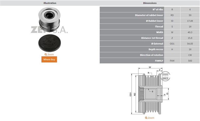ALTERNATOR KASNAGI GOLF3 - PASSAT - CRAFTER 1Y - AAZ - AFN - CKTB 1.9 D - TDI - 2.0 TDI 91 - 