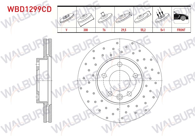 FREN DISKI ON [ADET] [PERFORMANS DELIKLI] T5 - T6 04 - 