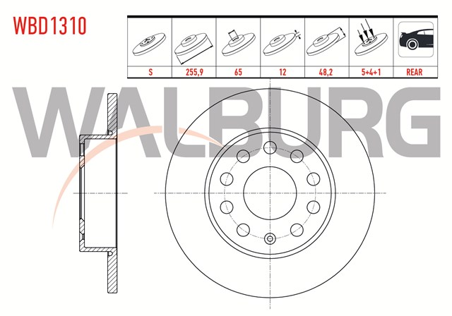 FREN DISKI ARKA [ADET] CADDY - GOLF5 - GOLF6 - JETTA - A3 - LEON 04 - 13
