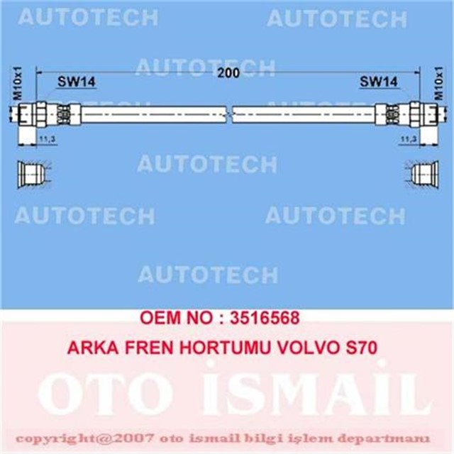 X ARKA FREN HORTUMU VOLVO S60 00 XC70 02 S70 00 S80 00 - 06