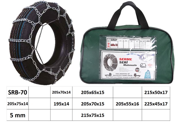 PATINAJ ZINCIRI BINEK VE HAFIF TIC.ARAC SERME 14 - 15 - 16 - 17 JANT SRB - 70 ZINCIR EBATLARI ICIN RESIME