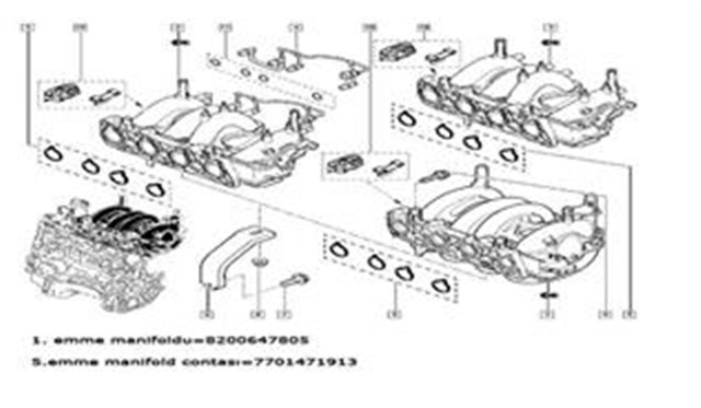 EMME MANIFOLDU BENZINLI CLIO II - MGN - LOGAN - KNG 1.4 - 1.6 K7 ENJ.KELEBEK KUTUSU TAKILAN TIP