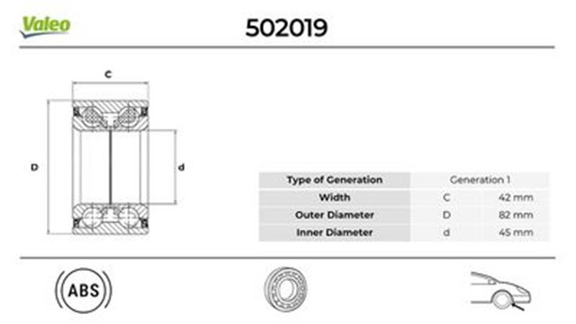 ON TEKERLEK RULMANI FORD FOCUS 1.6 2011 - 01 - 08.1980