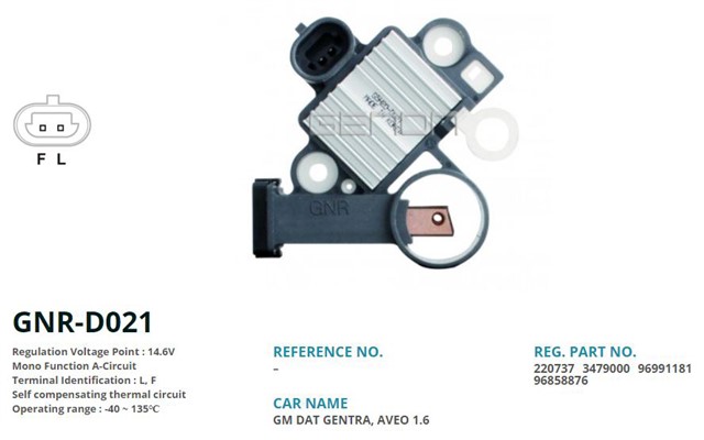 12V CHVROLET AVEO 1.6 L F