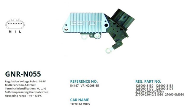 12V TOYOTA YARIS 1.4 - 1.5 - 1.4D - 4D - LAND ROVER FREELANDER M L IG
