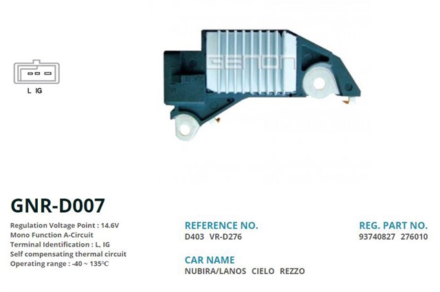 12V DAEWOO NUBIRA - LAMOS - ESPERO - CHEVROLET REZZO GM 3 FIS L IG